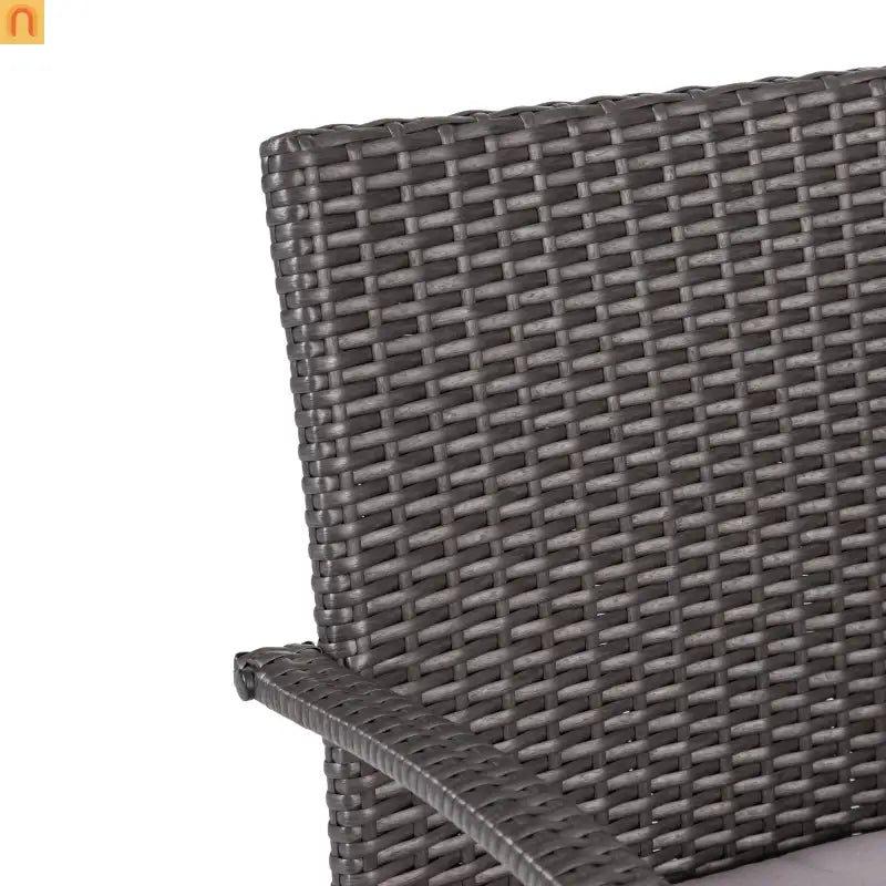 Outdoor Dining Chair PE Rattan Iron Gray Cushioned Set of 2