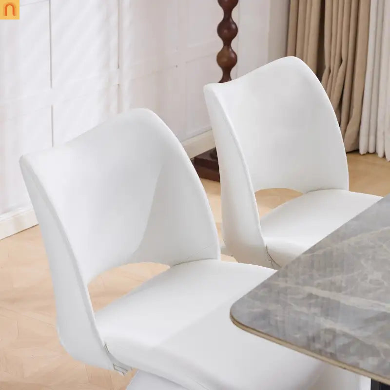 Dining Chair Modern Faux Leather White Swivel High Back 250 lb