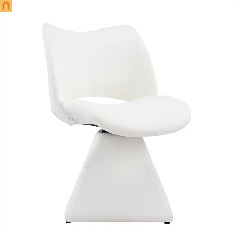 Dining Chair Modern Faux Leather White Swivel High Back 250 lb