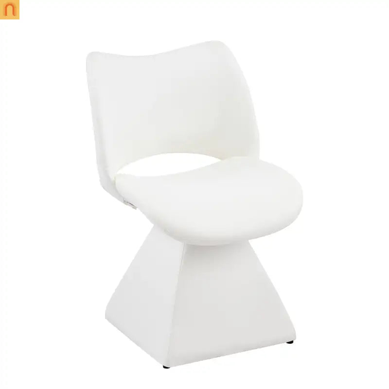 Dining Chair Modern Faux Leather White Swivel High Back 250 lb