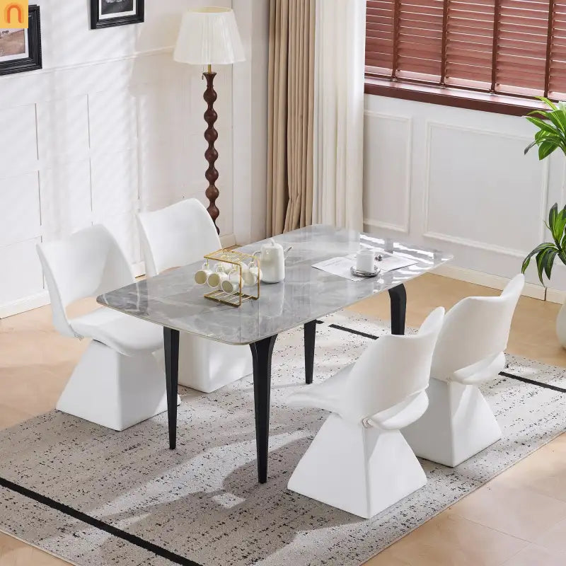 Dining Chair Modern Faux Leather White Swivel High Back 250 lb