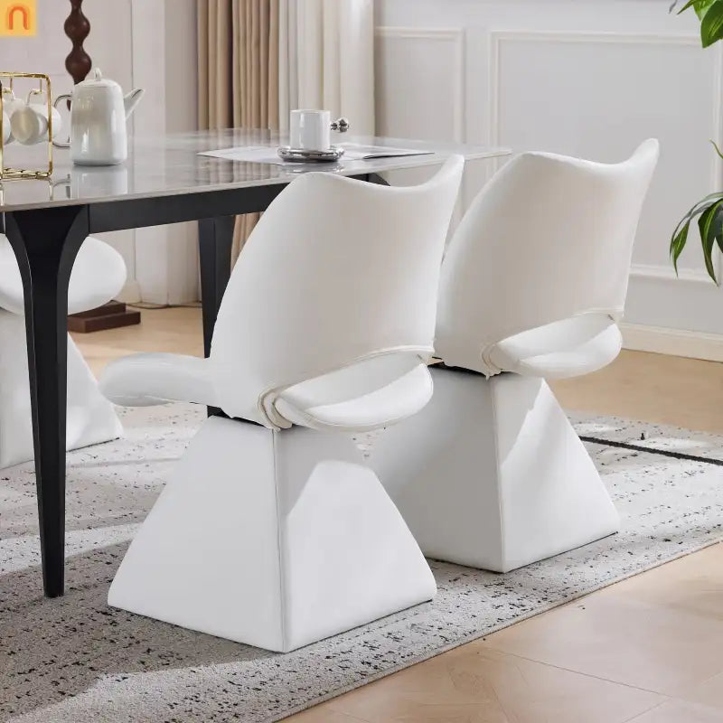 Dining Chair Modern Faux Leather White Swivel High Back 250 lb