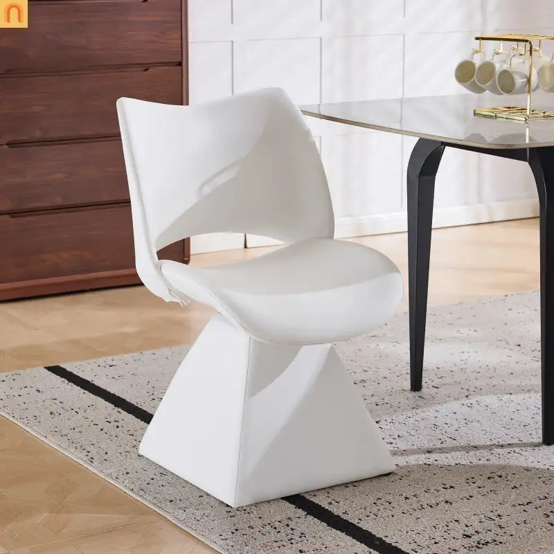 Dining Chair Modern Faux Leather White Swivel High Back 250 lb