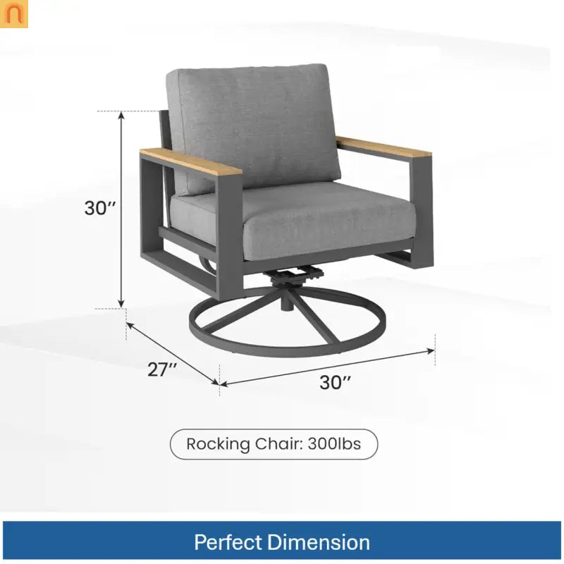 Outdoor Dining Chair Aluminum Swivel Rocker 5" Foam