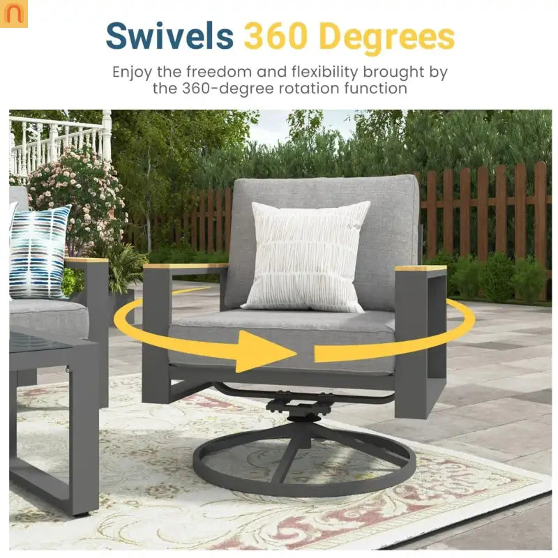 Outdoor Dining Chair Aluminum Swivel Rocker 5" Foam