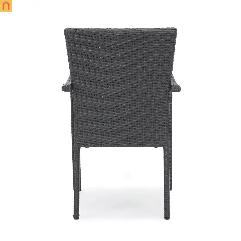 Outdoor Dining Chair Wicker Gray Removable Water-Resistant Cushion