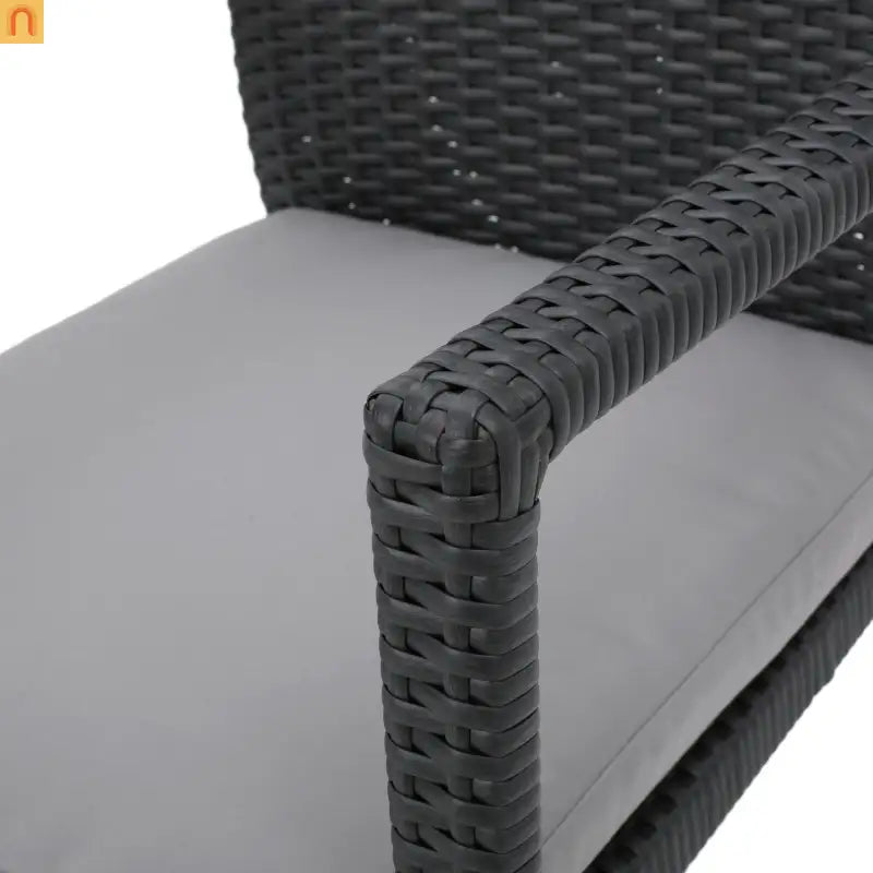 Outdoor Dining Chair Wicker Gray Removable Water-Resistant Cushion
