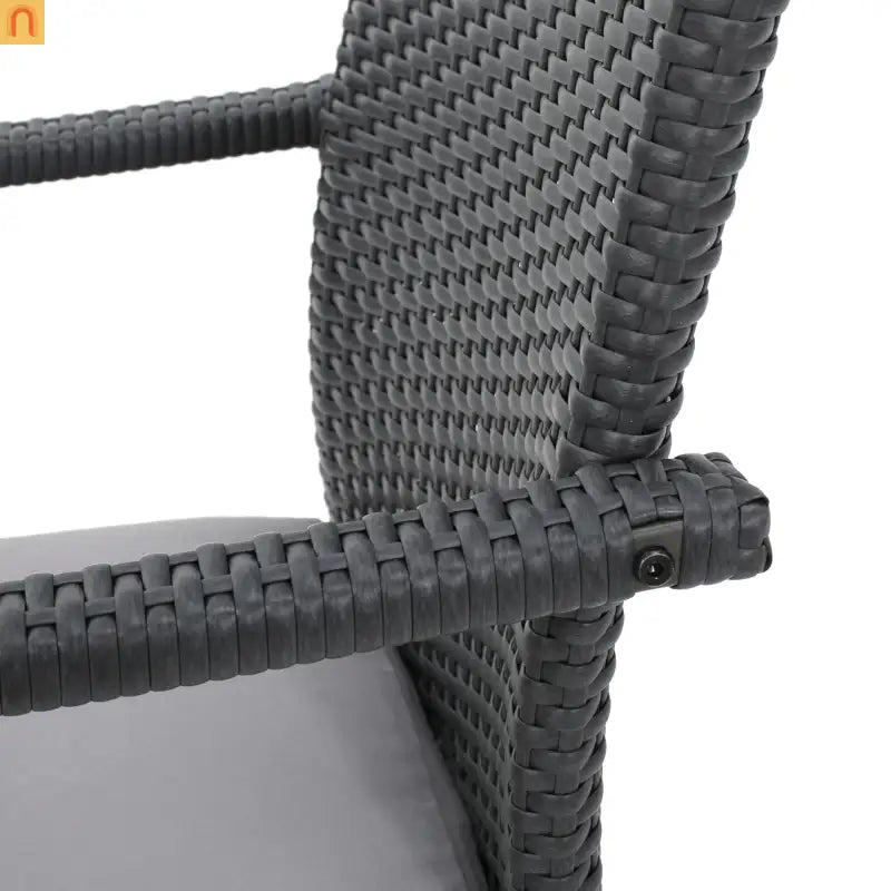 Outdoor Dining Chair Wicker Gray Removable Water-Resistant Cushion