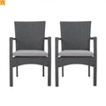 Outdoor Dining Chair Wicker Gray Removable Water-Resistant Cushion