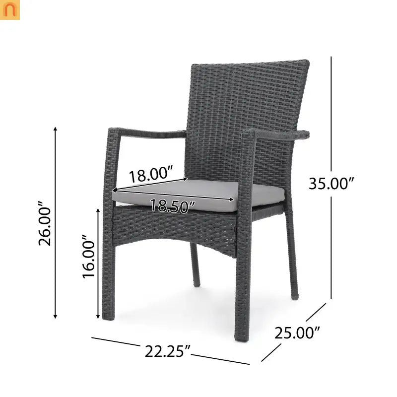 Outdoor Dining Chair Wicker Gray Removable Water-Resistant Cushion