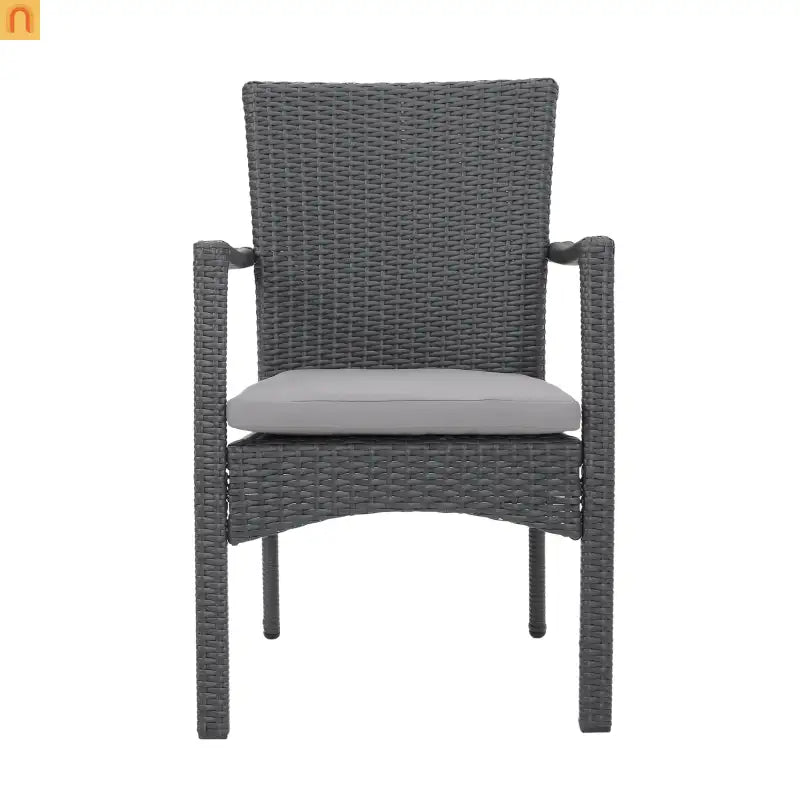 Outdoor Dining Chair Wicker Gray Removable Water-Resistant Cushion