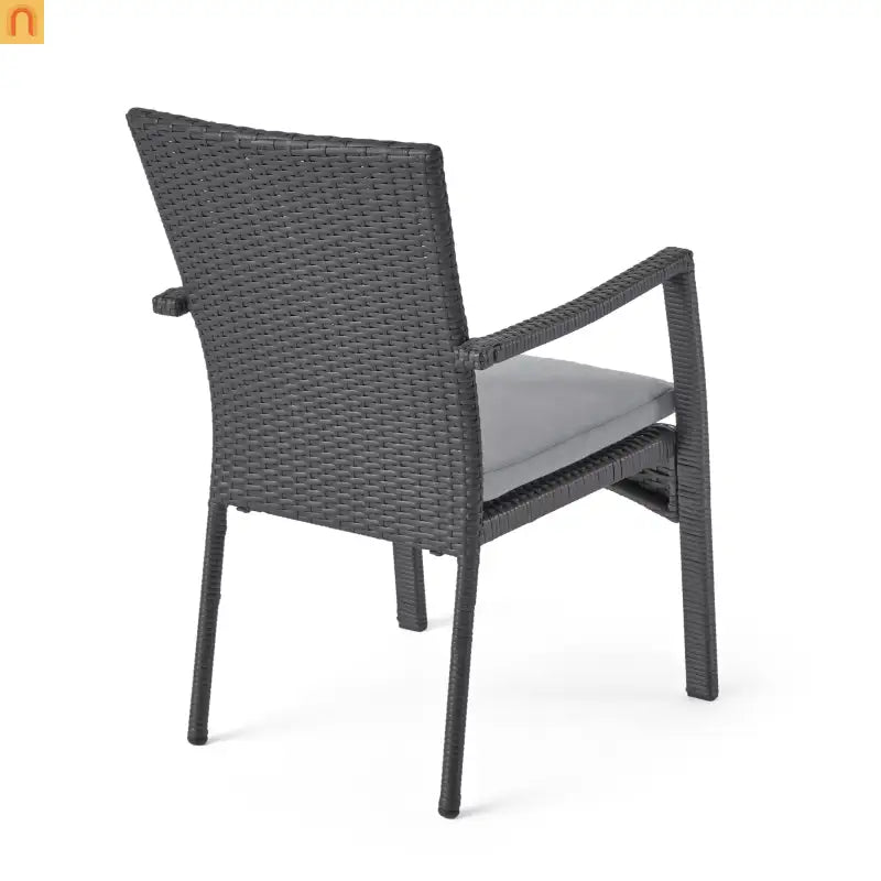 Outdoor Dining Chair Wicker Gray Removable Water-Resistant Cushion