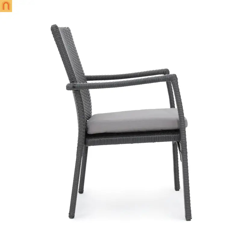 Outdoor Dining Chair Wicker Gray Removable Water-Resistant Cushion