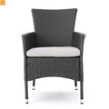 Outdoor Dining Chair Set Wicker Gray Sloped Arms Set of 2 33in