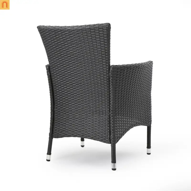 Outdoor Dining Chair Set Wicker Gray Sloped Arms Set of 2 33in