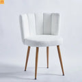 Dining Chair Modern Short Fur Fabric White Ergonomic Metal Legs