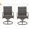 Outdoor Dining Chair Wicker Swivel Iron Frame Gray Set of 2 270 LB