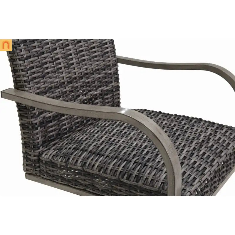Outdoor Dining Chair Wicker Swivel Iron Frame Gray Set of 2 270 LB