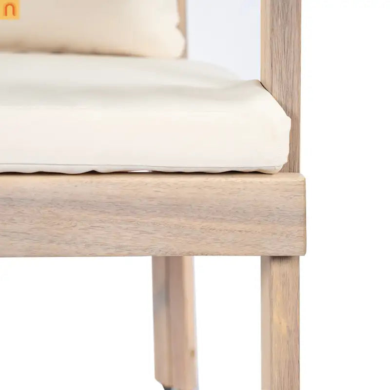 Outdoor Dining Chair Acacia Wood Barrel Cream Cushion Set of 2