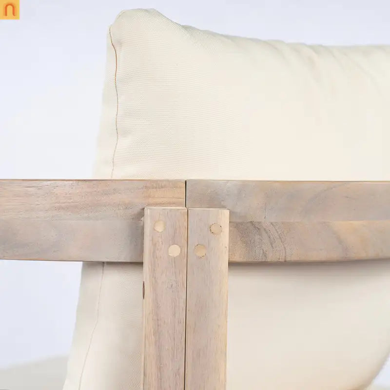 Outdoor Dining Chair Acacia Wood Barrel Cream Cushion Set of 2