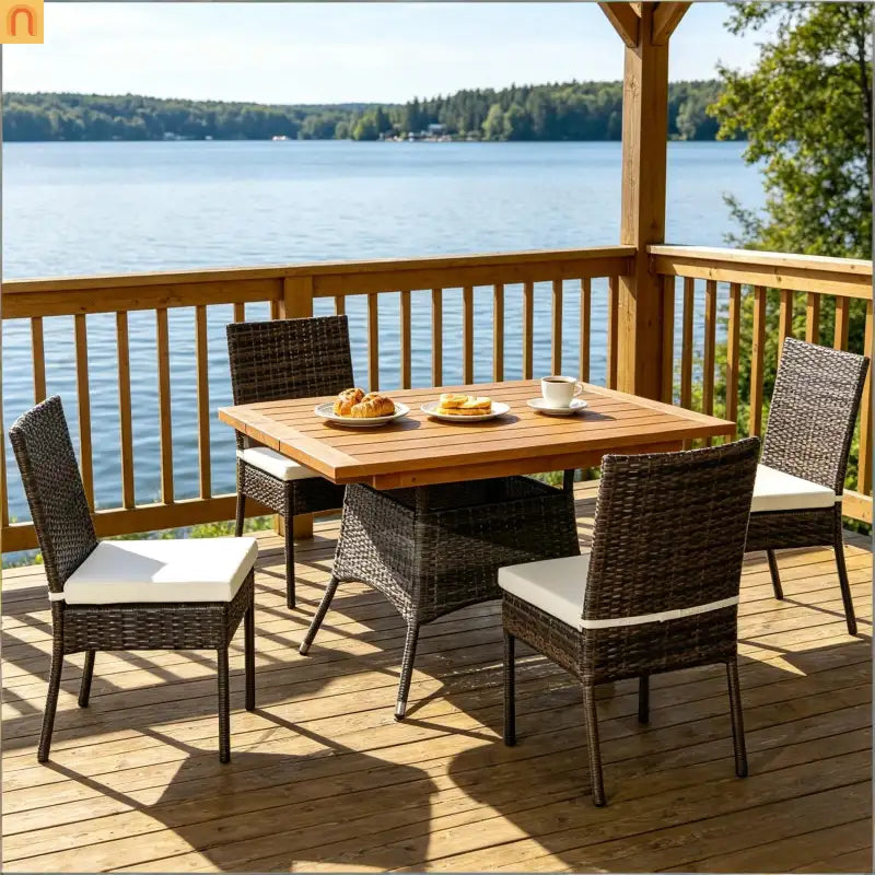 Outdoor Dining Chair PE Rattan Brown Cream White Set of 4