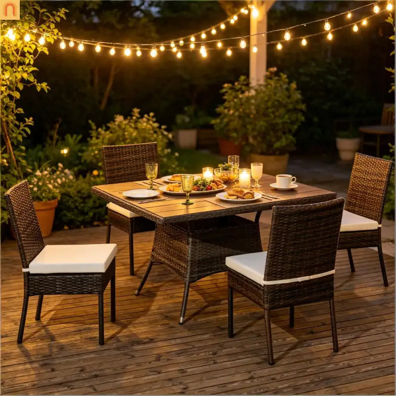 Outdoor Dining Chair PE Rattan Brown Cream White Set of 4