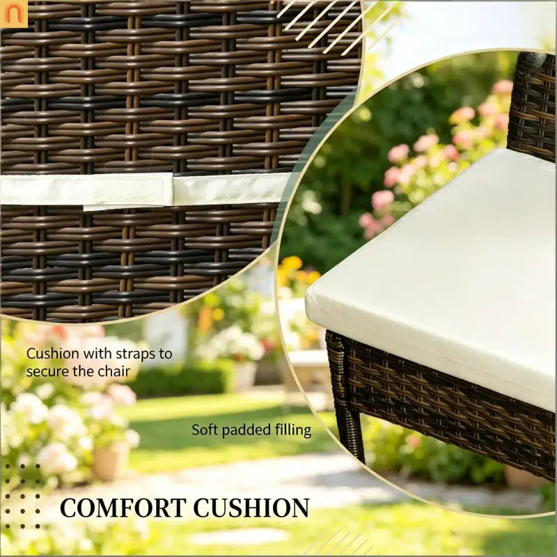 Outdoor Dining Chair PE Rattan Brown Cream White Set of 4