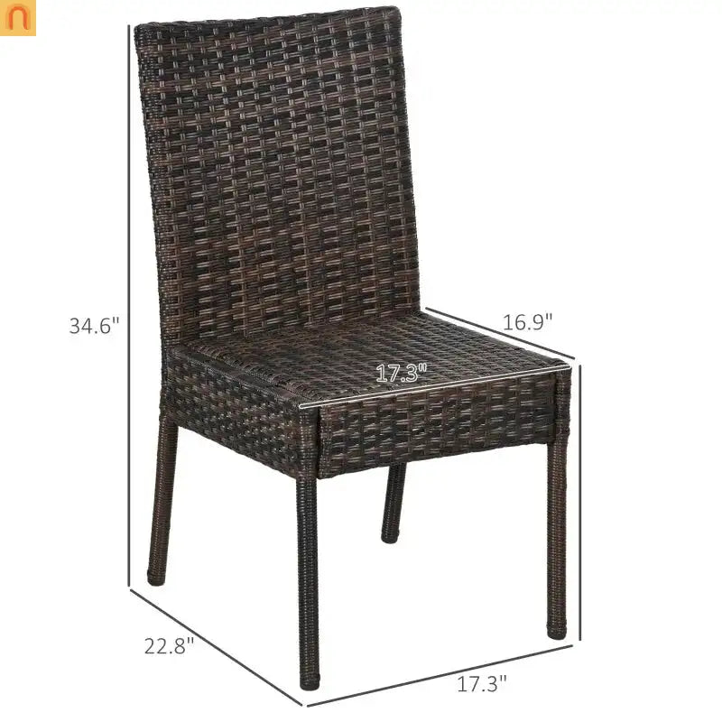 Outdoor Dining Chair PE Rattan Brown Cream White Set of 4