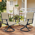 Outdoor Dining Chair Textilene Black Brown Swivel 360 Degree Set of 2