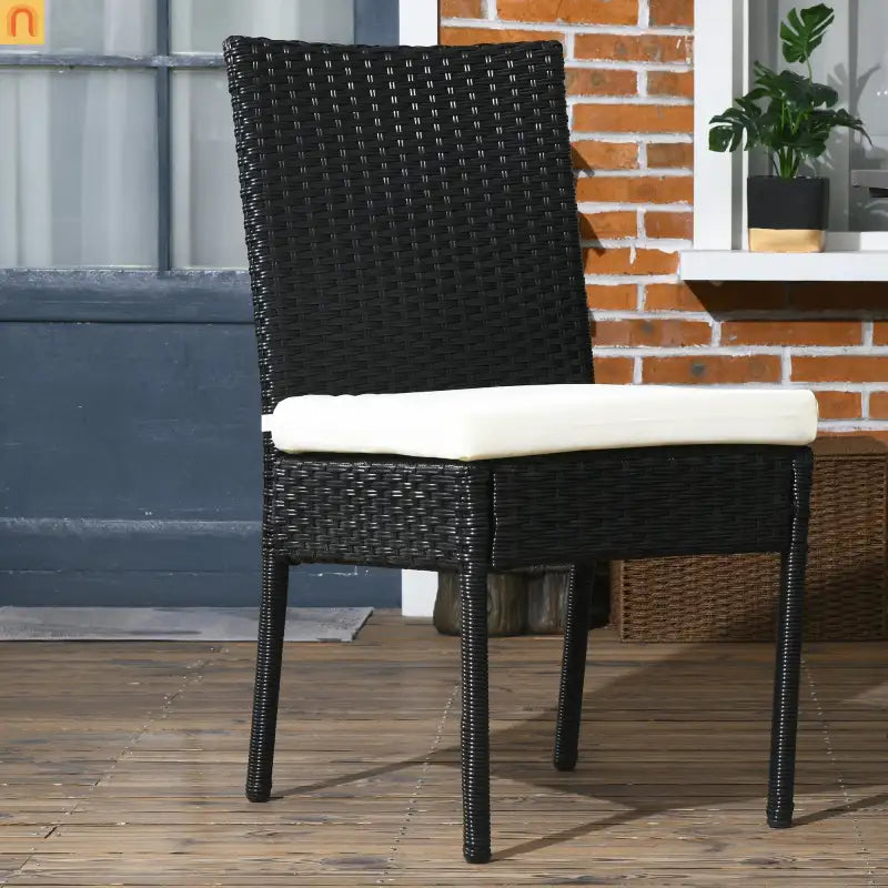 Outdoor Dining Chair PE Rattan Cream White Cushion 264 lb Set of 4