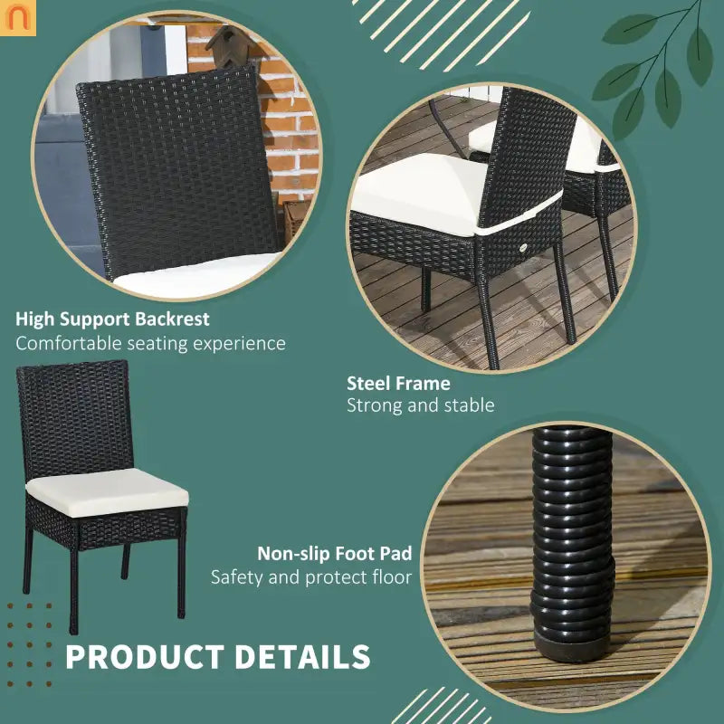 Outdoor Dining Chair PE Rattan Cream White Cushion 264 lb Set of 4