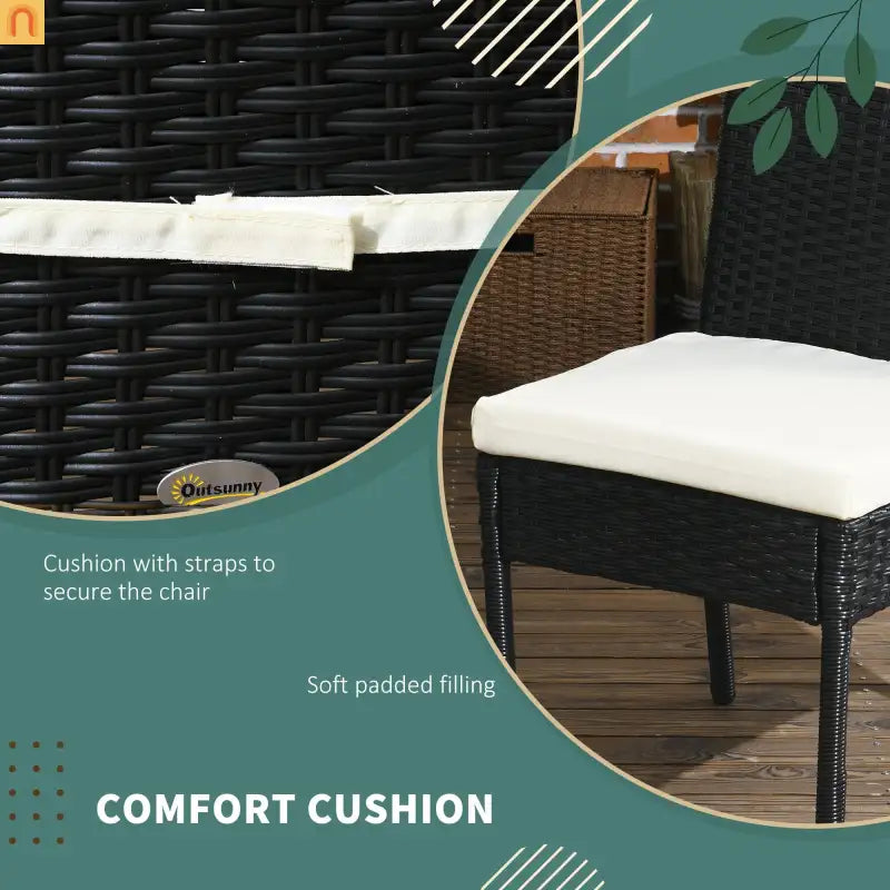 Outdoor Dining Chair PE Rattan Cream White Cushion 264 lb Set of 4