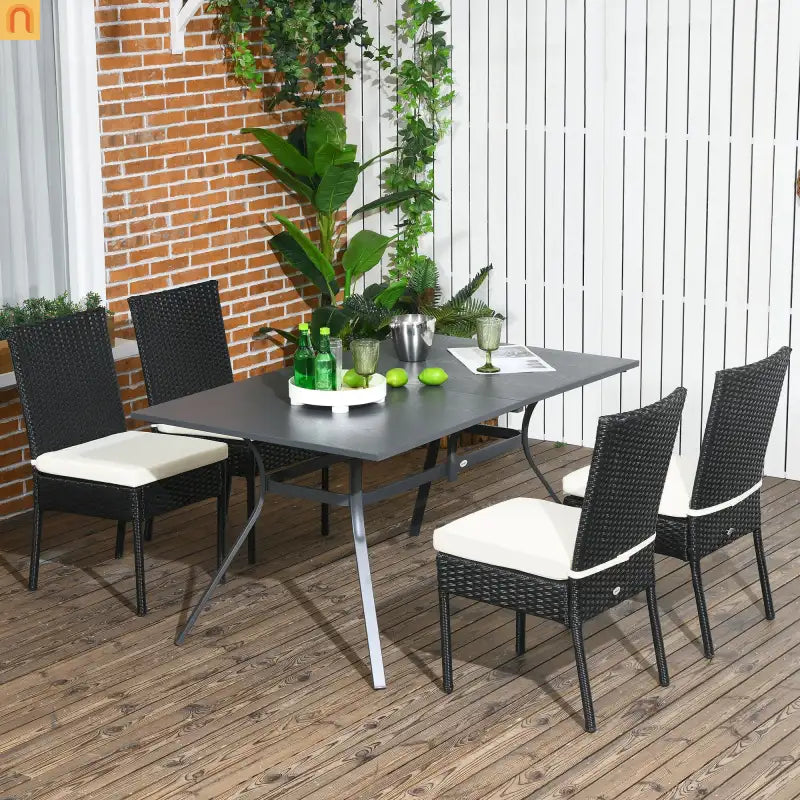 Outdoor Dining Chair PE Rattan Cream White Cushion 264 lb Set of 4