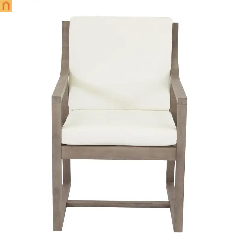 Outdoor Dining Set Acacia Wood Beige Cushion 7 Piece Slatted Seats 6