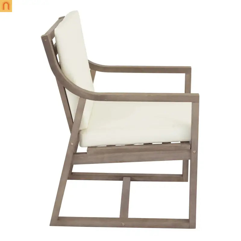 Outdoor Dining Set Acacia Wood Beige Cushion 7 Piece Slatted Seats 6