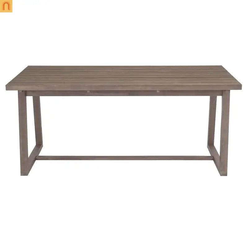 Outdoor Dining Set Acacia Wood Beige Cushion 7 Piece Slatted Seats 6