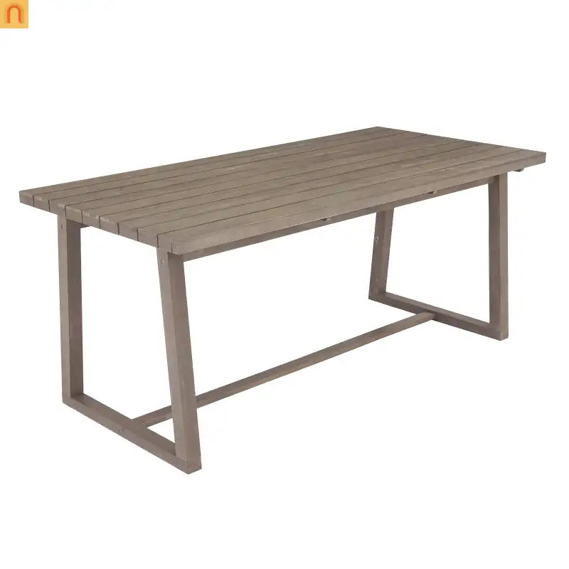 Outdoor Dining Set Acacia Wood Beige Cushion 7 Piece Slatted Seats 6