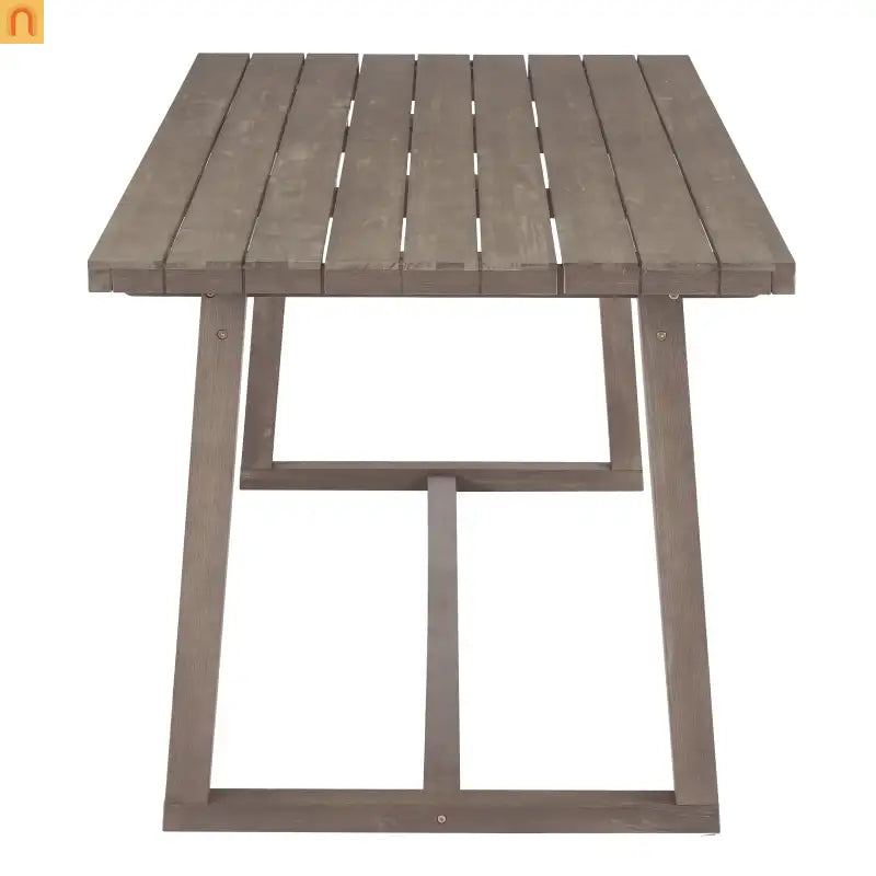 Outdoor Dining Set Acacia Wood Beige Cushion 7 Piece Slatted Seats 6