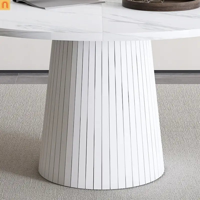 Dining Table Round Marble Veneer White Farmhouse 47in Seats 4