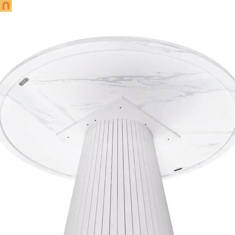 Dining Table Round Marble Veneer White Farmhouse 47in Seats 4