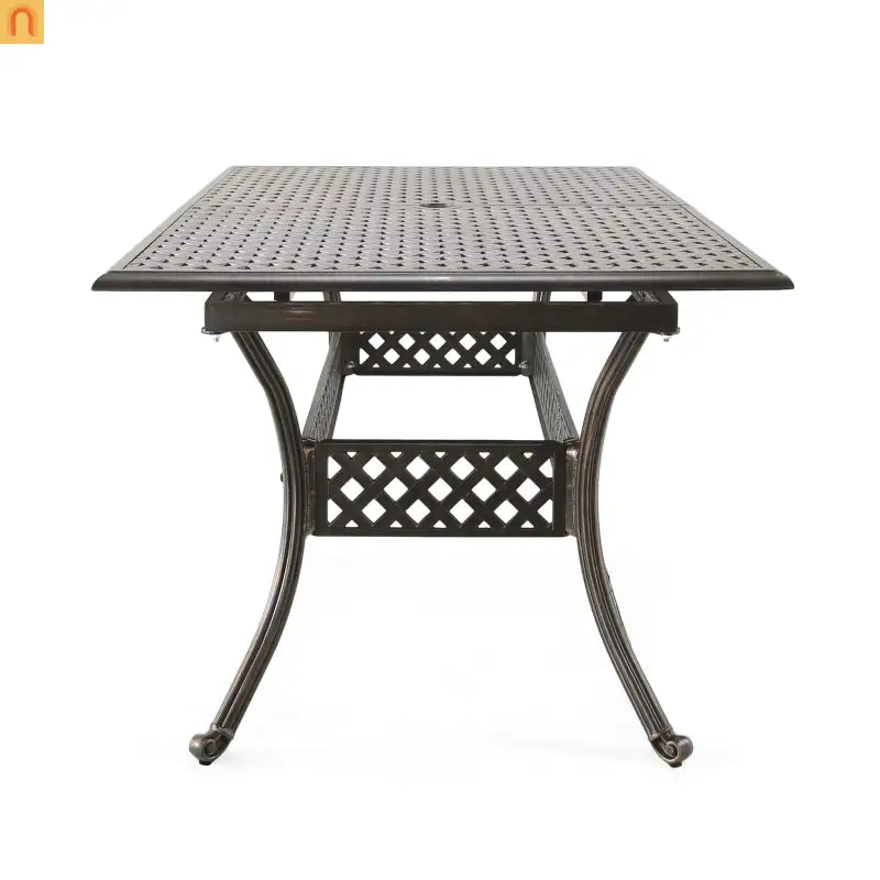 64" Outdoor Dining Table Acacia Wood Iron Frame Black