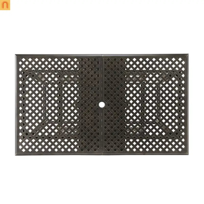 64" Outdoor Dining Table Acacia Wood Iron Frame Black
