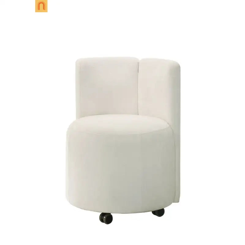 Dining Set Rectangular White 8-Piece 6 Wheeled Chairs Server