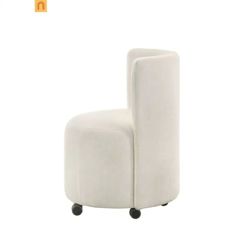 Dining Set Rectangular White 8-Piece 6 Wheeled Chairs Server