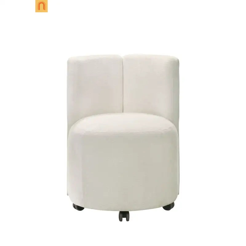 Dining Set Rectangular White 8-Piece 6 Wheeled Chairs Server