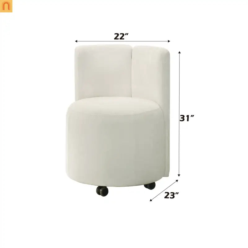 Dining Set Rectangular White 8-Piece 6 Wheeled Chairs Server