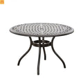 Outdoor Round Dining Table Cast Aluminum Bronze Umbrella Hole 47.75in