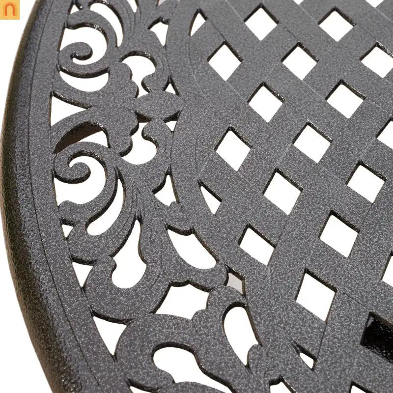 Outdoor Round Dining Table Cast Aluminum Bronze Umbrella Hole 47.75in