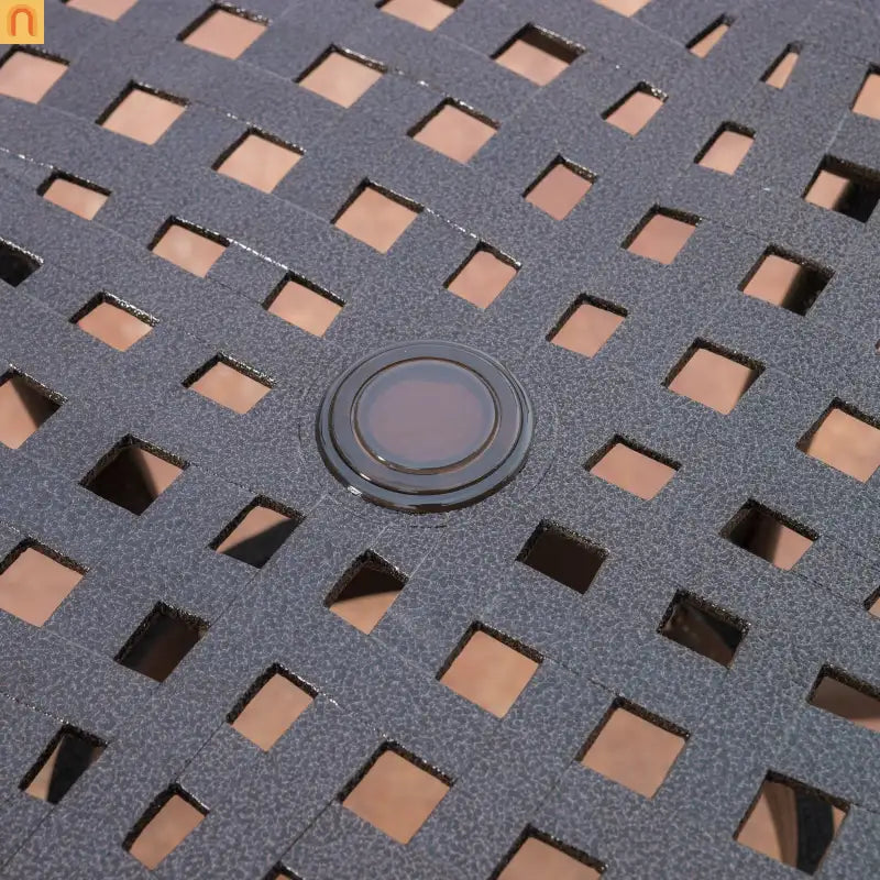 Outdoor Round Dining Table Cast Aluminum Bronze Umbrella Hole 47.75in