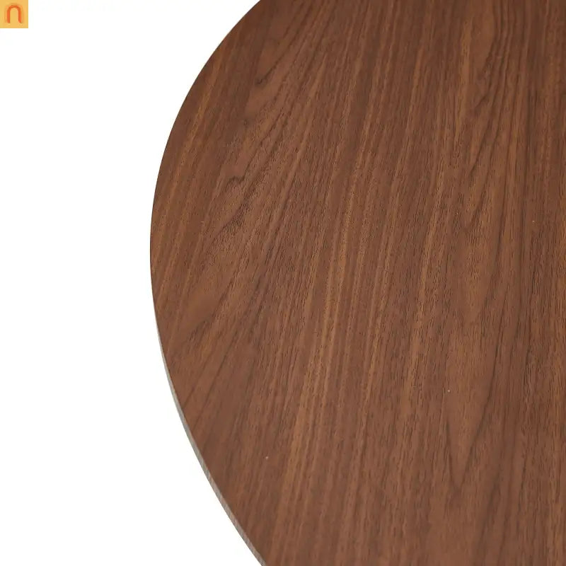Dining Table Round Walnut Retro Metal Base 47in Storage Shelf Seats 6